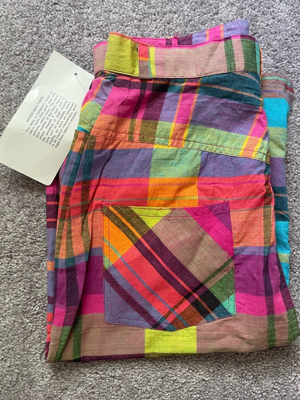 Vintage Multicolor Madras Plaid Midi Skirt - Pink, Yellow, Blue, Green, Purple